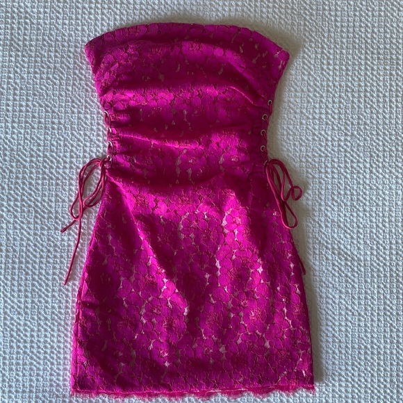 Revolve H•ours Pink Lace Mini Dress - Picture 1 of 4